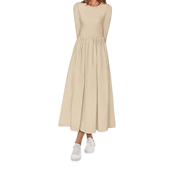 Merokeety Dresses & Skirts - Merokeety Casual Long Sleeve Maxi Dress Pleated Waist 2026 Spring